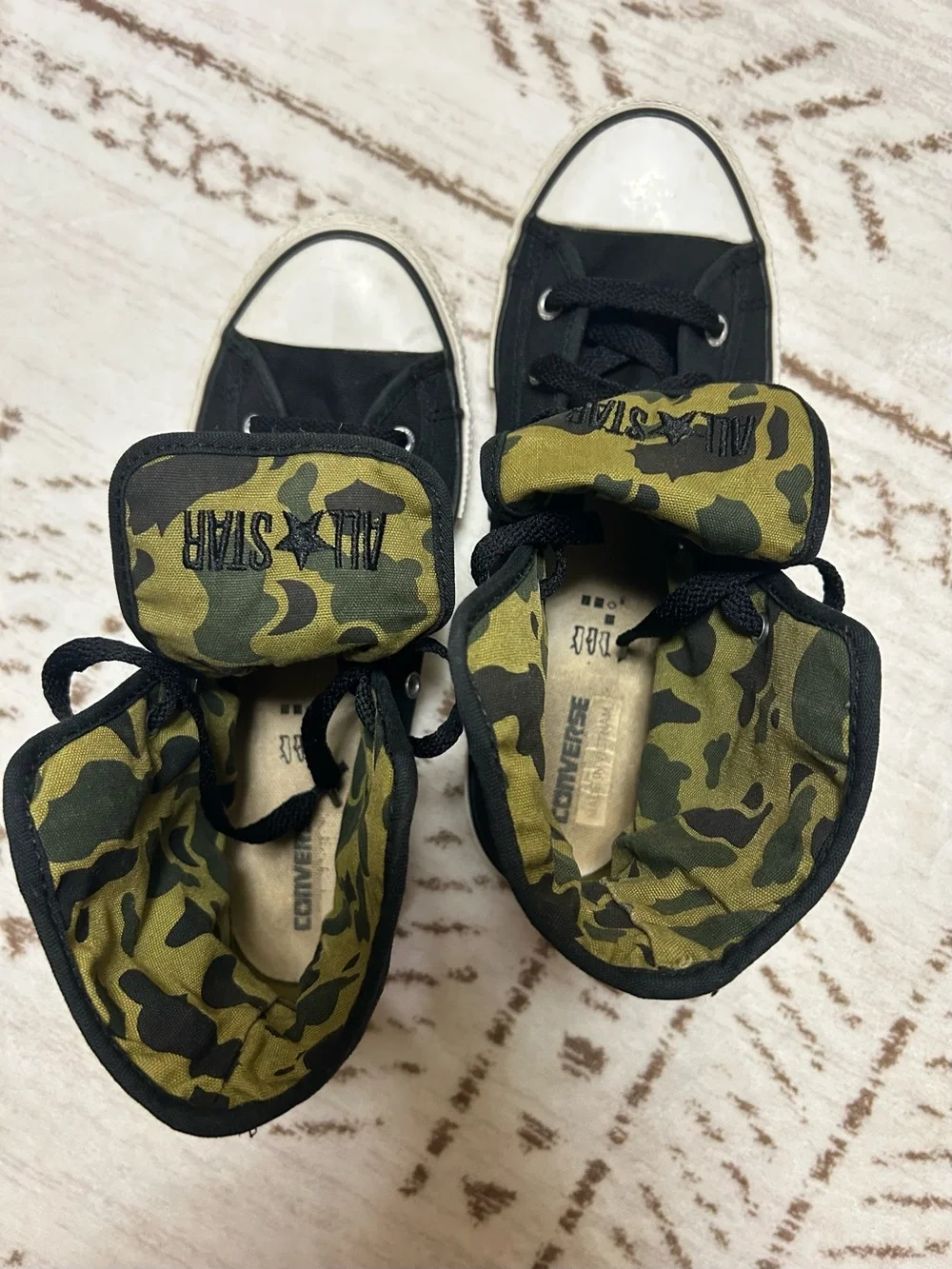 Converse Chuck Taylor Fold Down Camo High Top Sneakers Youth 6 Black Unisex